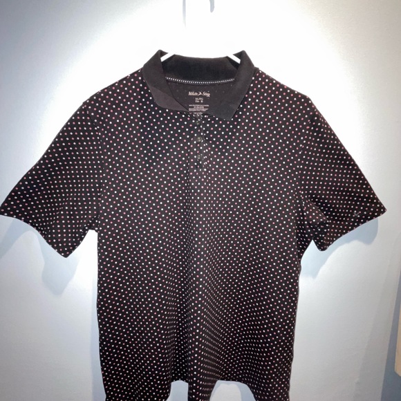 Ladies XL Navy Collared WHITE STAG Shirt w/Pink & White Polkadots - Picture 1 of 7